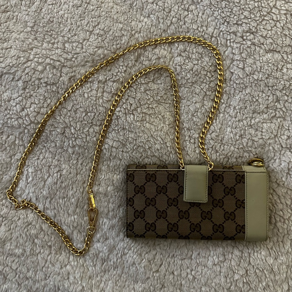 Gucci Brown and Gold Monogram Clutch
